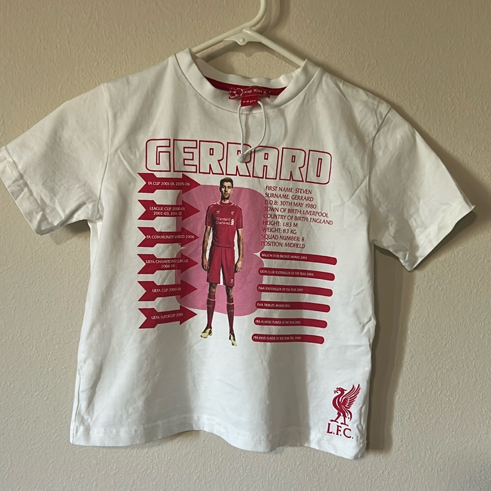 Liverpool Kop Kids “Gerrard” T-Shirt from Anfield. Size 7-8 Years (Youth)